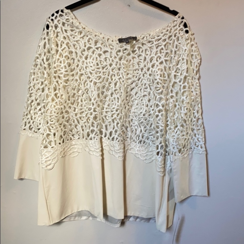Gracia faux leather and crochet top